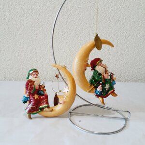 Katherine's Collection Santa on Moon Ornament Set